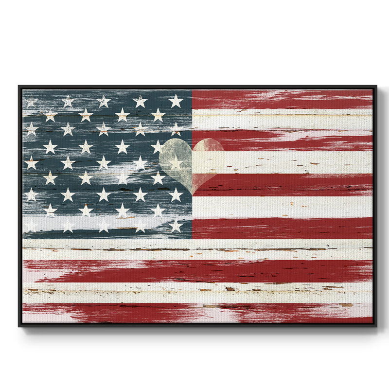 «Heart of America», toile tendue avec châssis, H 17 po x l 25 po x P 2 po, Noir