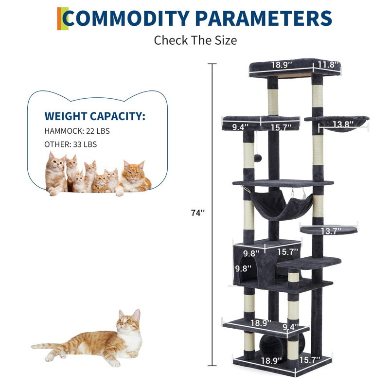 188cm H Cat Tree, Navy