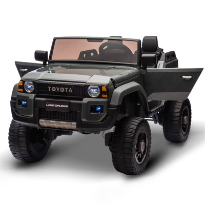 24V Licensed Toyota 2-Seater Kids Ride On Car with Remote Control, 4WD/2WD Switch, LED Lights, Bluetooth & Shovel, ASTM/CPSIA Certified for Kids Over 3 Years Old, Max 110 LBS, White