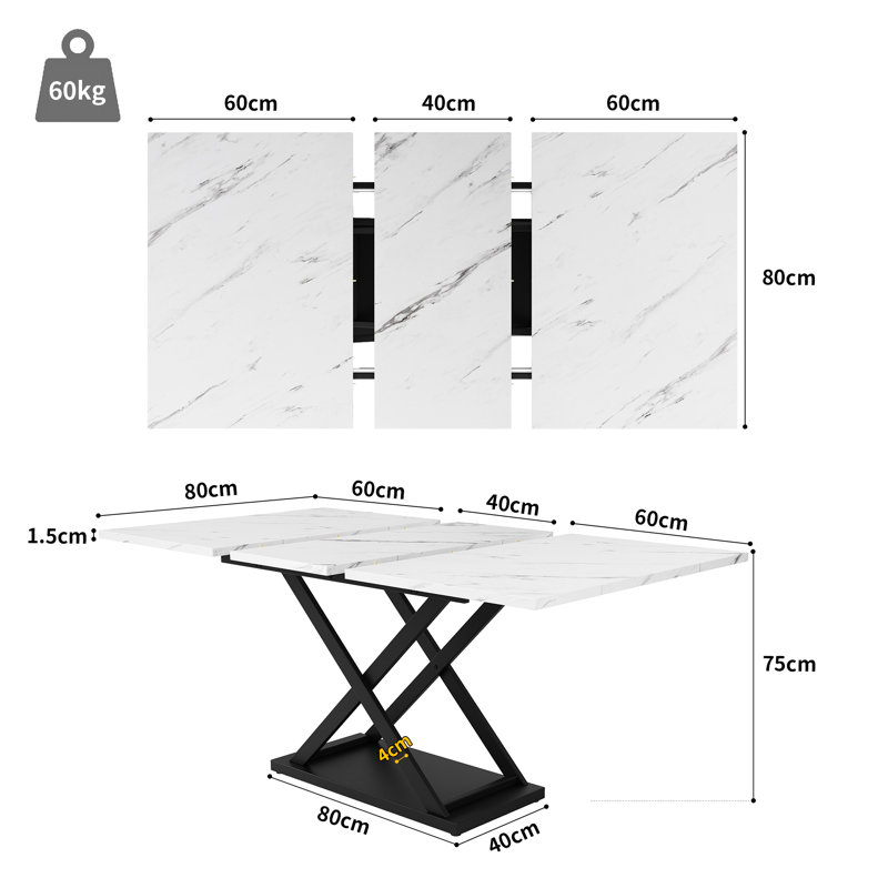 Extendable Dining Table, White