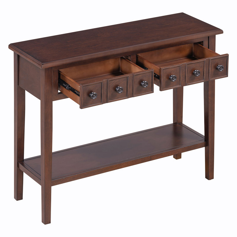Table console 38,2 po Calila avec 2 tiroirs pour les entrées, les salons et les couloirs, Espresso