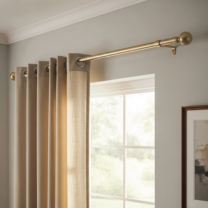 Adjustable 2.5cm Curtain Rod Set, 70cm - 120cm, Antique Brass