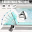 3 chaises longues d'extérieur - chaises de jardin en aluminium avec rembourrage et siège inclinable réglable pour la piscine, la plage et le balcon dans un cadre en tissu bleu lac
