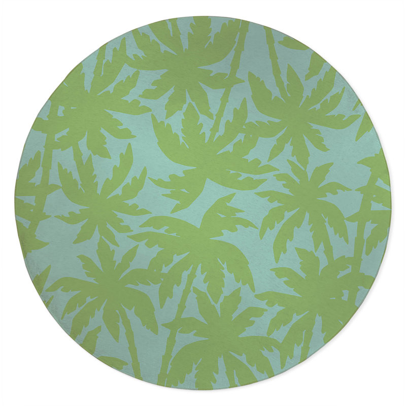 California Dreaming Decorative Outdoor Area Rug, Blue, Round 5'
