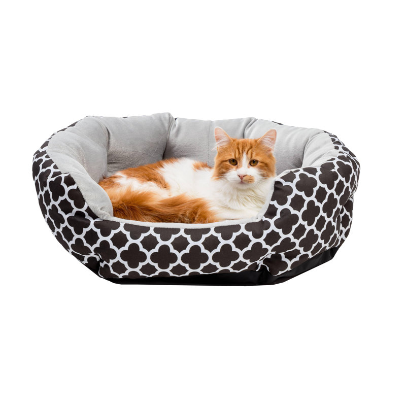 Roni Geometric Orthopedic Polyester Pet Bed, Black