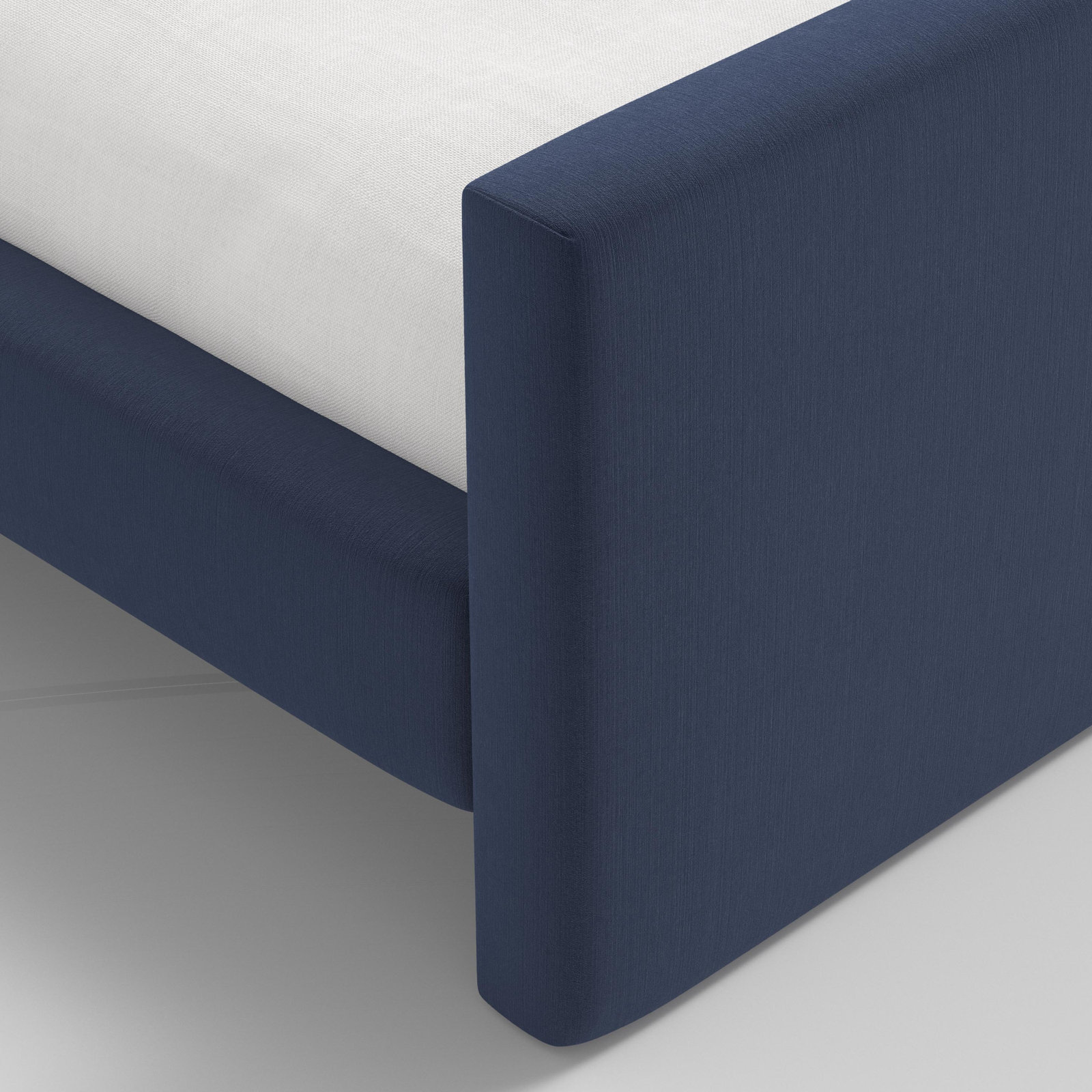 Linen Upholstered Platform Bed, Ocean Performance Velvet, Queen