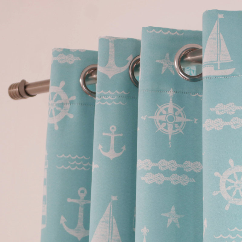 Room Darkening Curtain Panel, 52" W x 84" L, Ocean