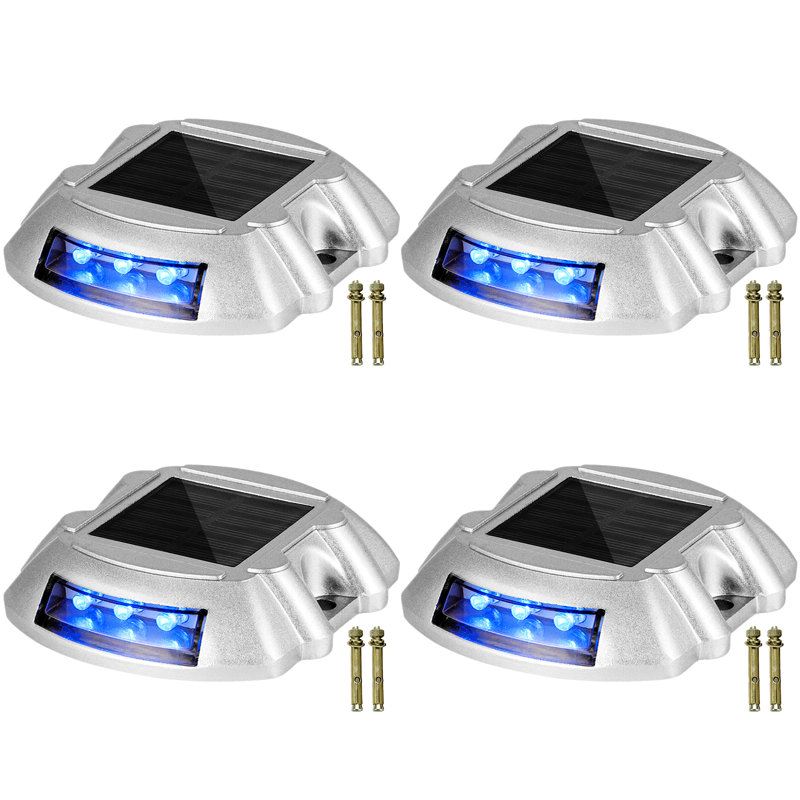 Solar Powered Integrated LED Aluminium Pathway Light Pack, Blue