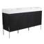 Meuble-lavabo autoportant de 60 po avec double lavabo en résine, armoire de rangement avec portes à fermeture douce