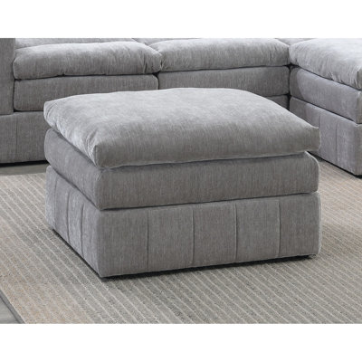 Canapé modulaire 5 pièces de couleur granit, dossier à coussin, coussin triple couche en suède gris 5 pièces, structure en bois
