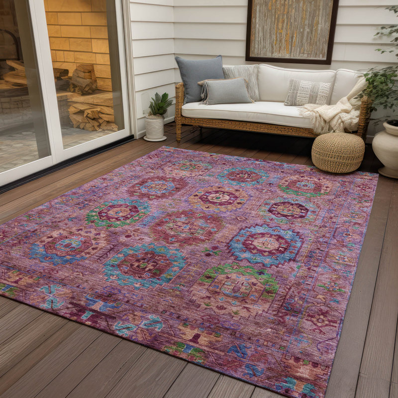 Machine Washable Indoor/Outdoor Lafferty ACN2228 Panel Rug, Rectangle 10' x 14'