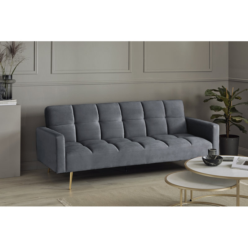 Shiflet 213Cm Velvet Square Arm Sofa, Grey
