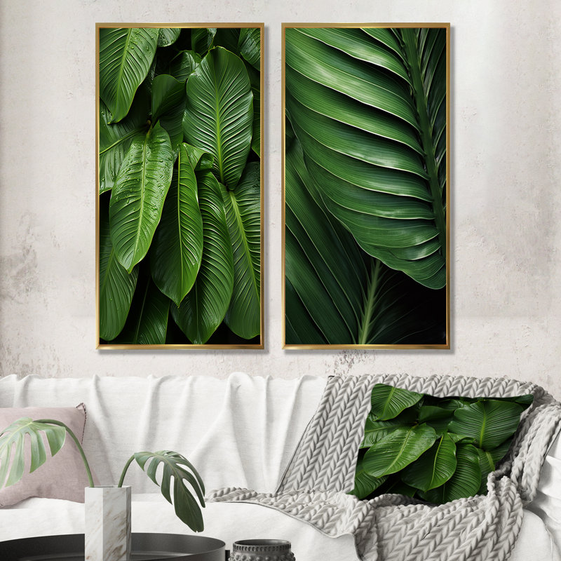 Ensemble de 2 impressions sur toile Emerald, H 40 po x l 41 po, Encadrement doré