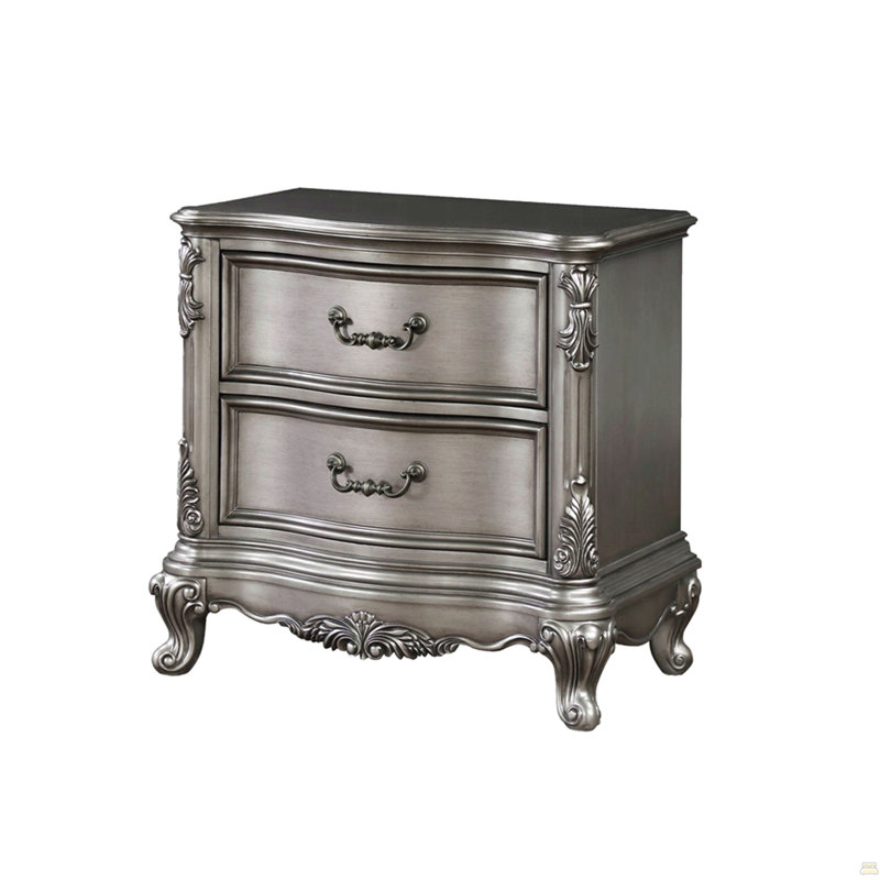 Wooden Nightstand With 2 Drawers