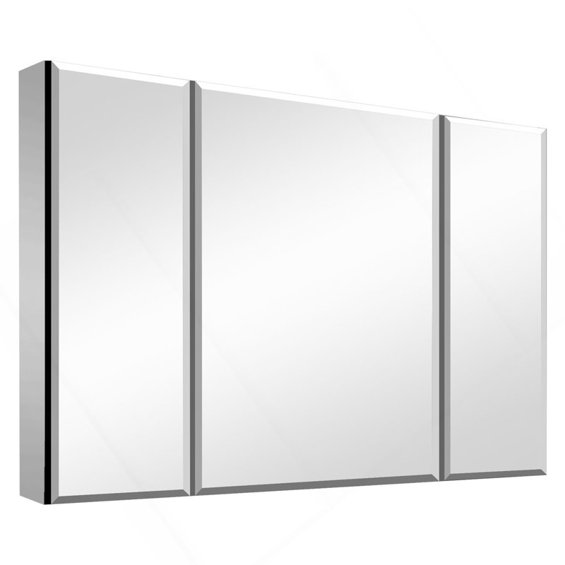 Armoire à pharmacie de 36 po x 26 po en aluminium avec tablettes réglables en verre imperméables et résistantes à la rouille