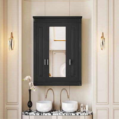 Bathroom Wall Cabinet With Mirror, Wall Mounted Medicine Cabinet With 4 Shelves, Mirrored Door Over Toilet Storage Cabinet