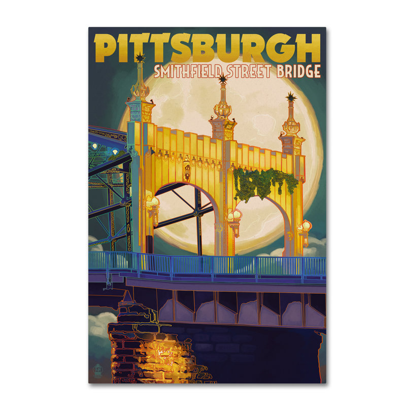 Publicité rétro sur toile Kadey «Pittsburgh», H 32 po x l 22 po x P 2 po