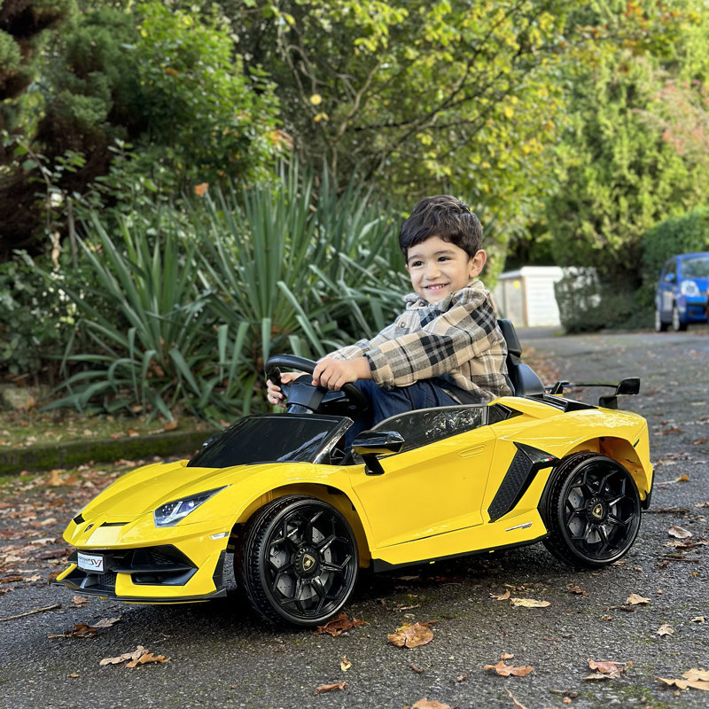 HOMCOM Electric Car for Kids Lamborghini Aventador 12V Ride-on Car, Yellow