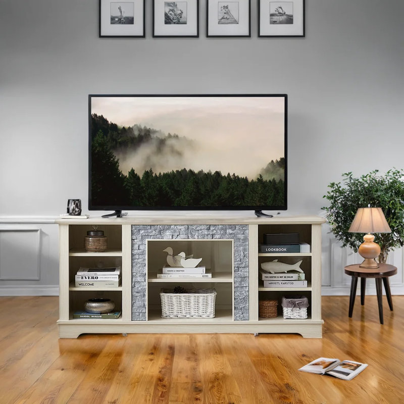 Meuble télé avec meuble télé Mantel Stone, Blanc
