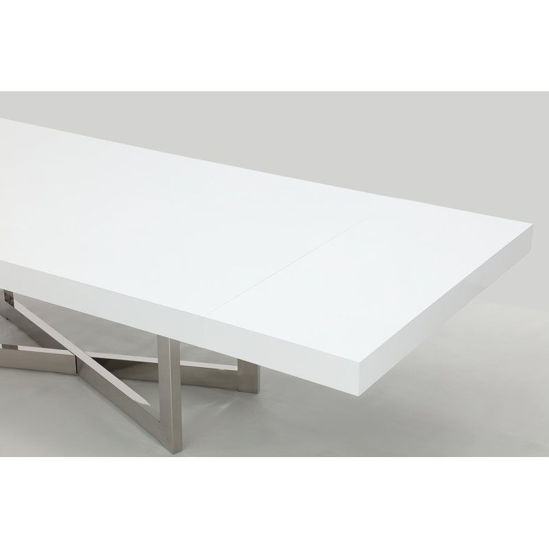 Maximo White Silver Dining Table (High Gloss), White Lacquer / Silver