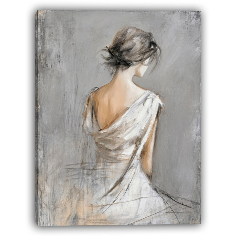 «Whispers in Ivory - Romantic figure», art mural sur toile tendue, H 40 po x l 30 po