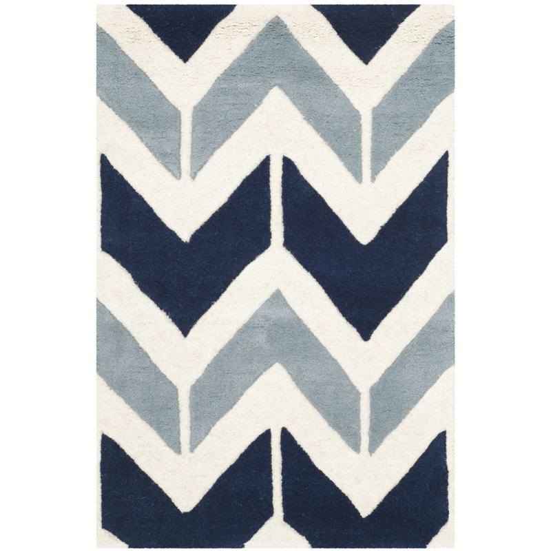 Deedie Hand Tufted Wool Chevron Rug, Rectangle 2' x 3'