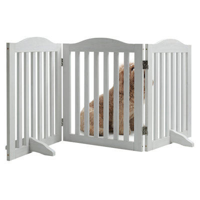Barrière pour animaux pliante en bois autoportante pour chiens, 24 pouces 3 panneaux Step Over Fence, barrière pour chien pour la maison, porte
