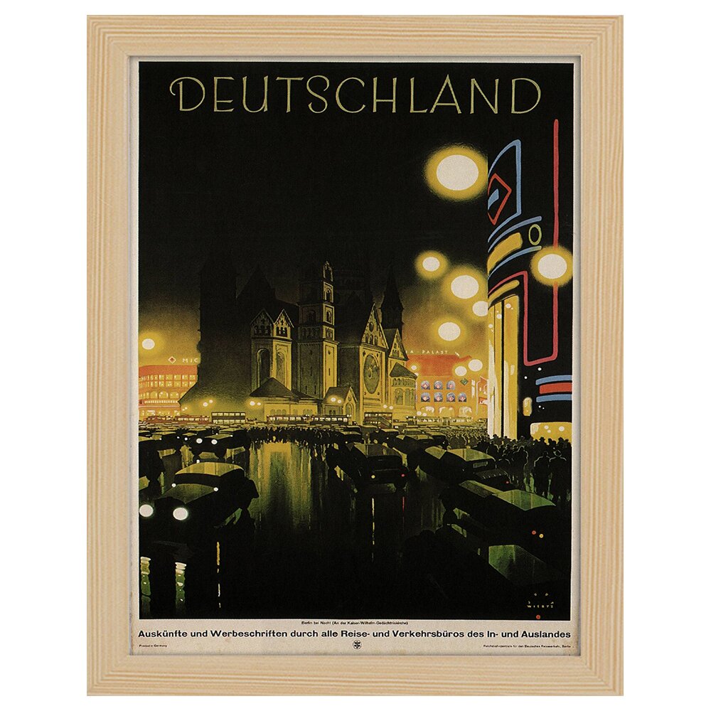 Leinwandbild Vintage Tourist Poster Deutschland