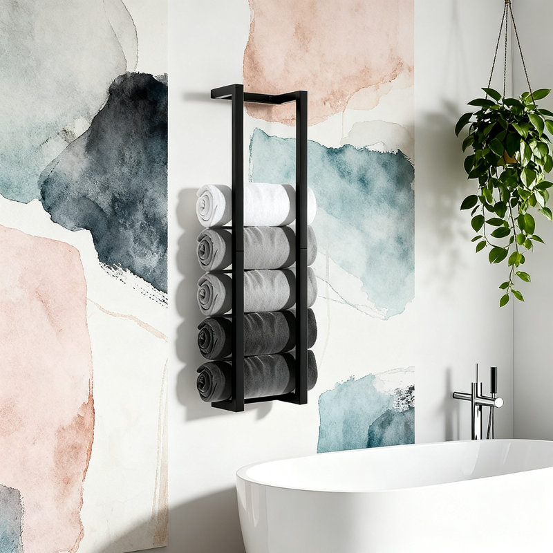 Porte-serviettes mural en acier inoxydable (noir)