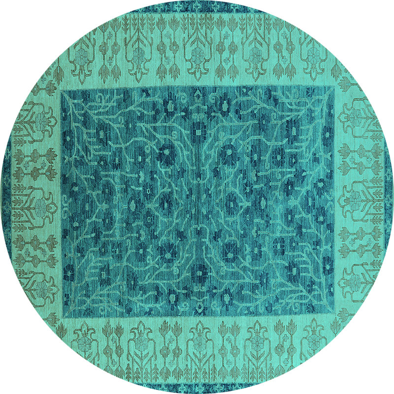 Tapis bleu / bleu sarcelle, Rond 6 pi