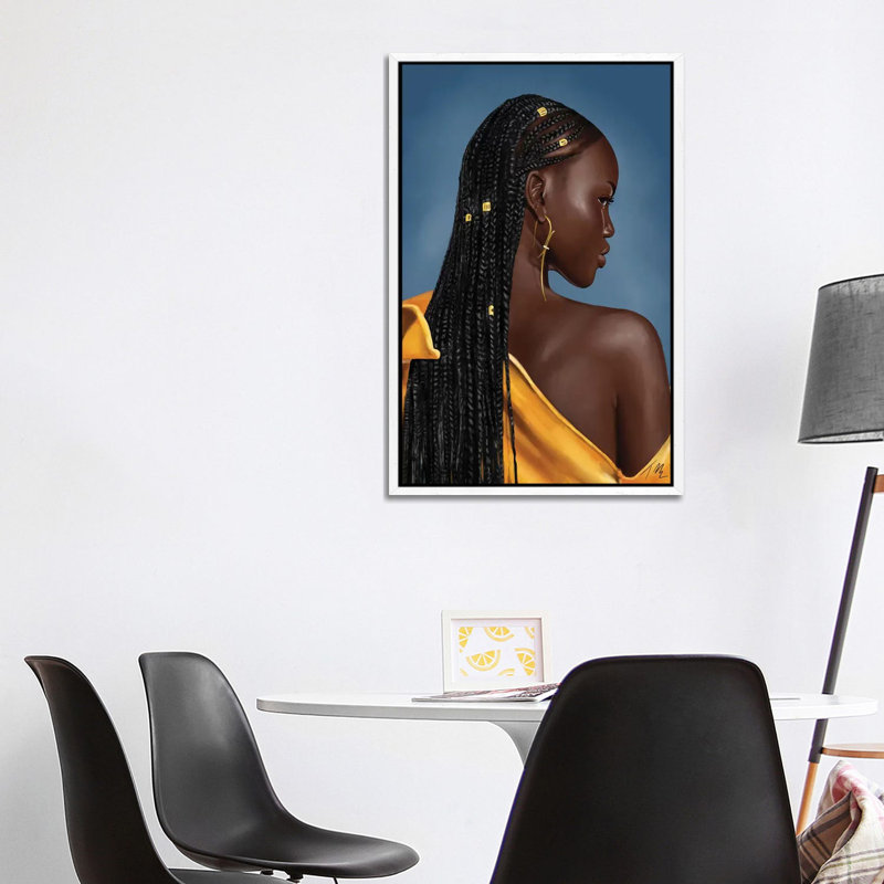 The Lioness by Tafari Mills - Print on Canvas, 101.6 cm H x 66.04 cm W, White Framed