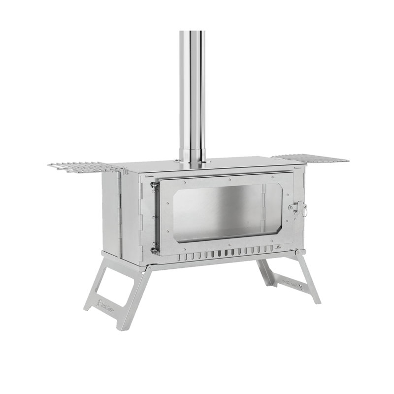 Camping Wood Stove Stainless Steel Wood Burning Stove with Pipes and View Glass Tent Stove with Carrying Bag With Grill Grate