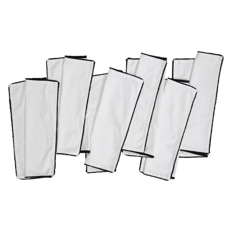100% Cotton Solid Colour Varied Napkin, White & Black