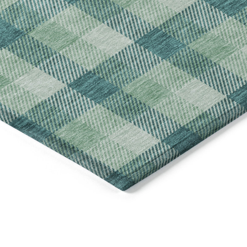Tapis d'intérieur lavable écossais vert 9 'X 12'