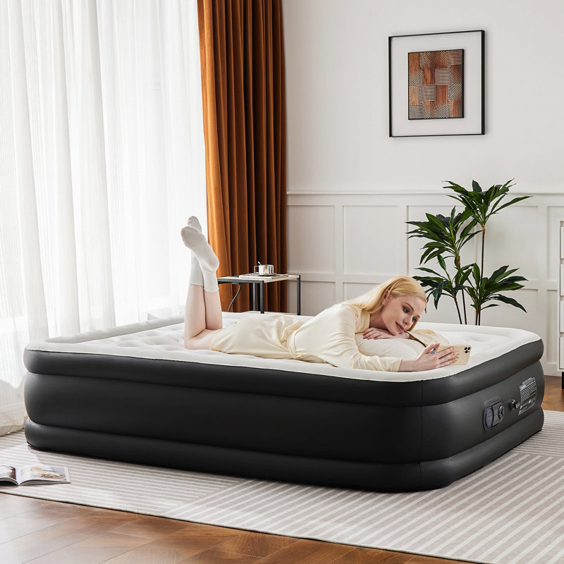 Matelas gonflable gonflable avec pompe intégrée, taille grand 18 po