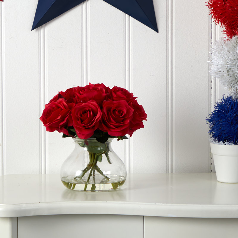 Centre de table Roses dans un vase, Rouge