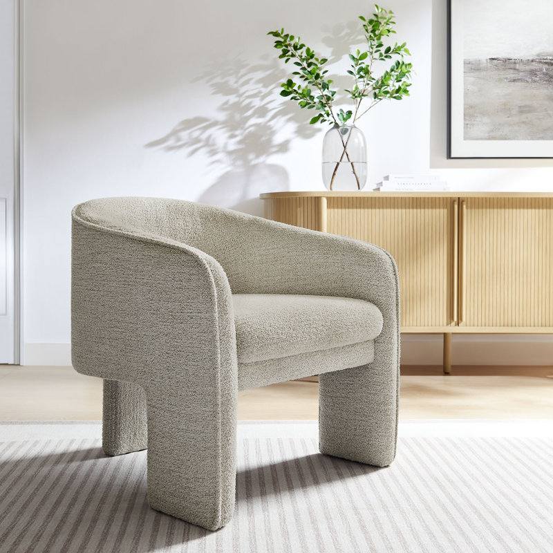 Fauteuil d'appoint rembourré en tissu Greer Boucle, Tissu de papier journal