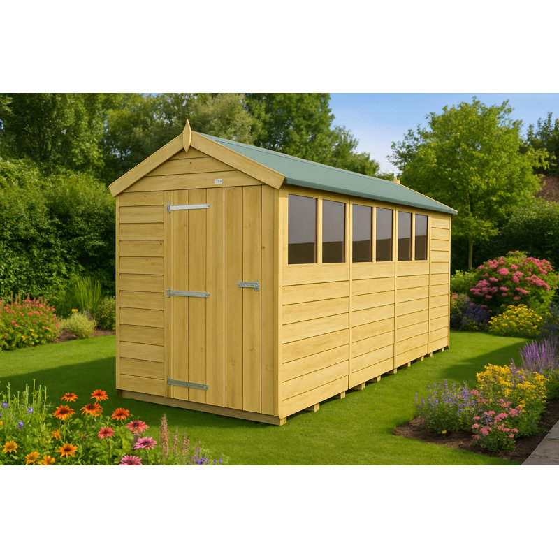 5ft x 17ft Apex Shed - Single Door with Windows