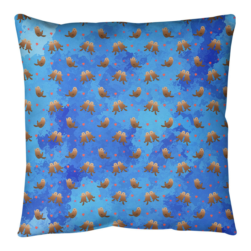 Housse de coussin carrée/insert, Bourre en polyester, H 18 po x l 18 po, Bleu clair / bleu foncé / brun