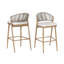 Tabourets de bar d'extérieur de 30,25 po de hauteur avec dossier en PE en rotin de forme festonnée, ensemble de 2-129131930-129131932
