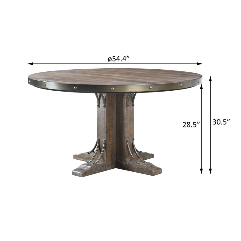 Chemash Round Dining Table in Weathered Cherry