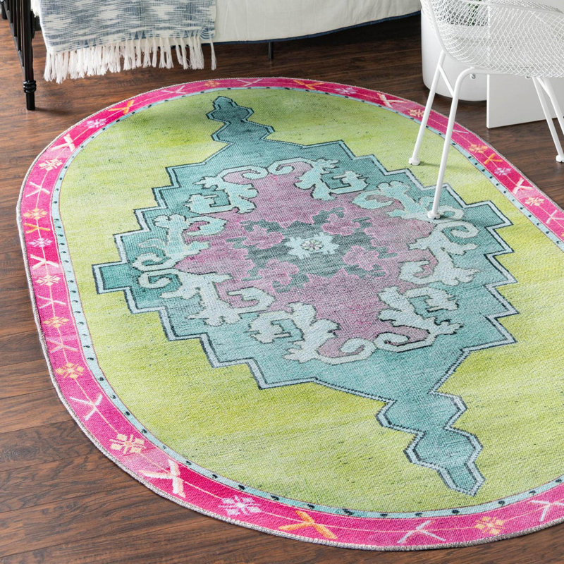 Tapis traditionnel bleu oppi, Ovale 2 pi x 3 pi 1 po