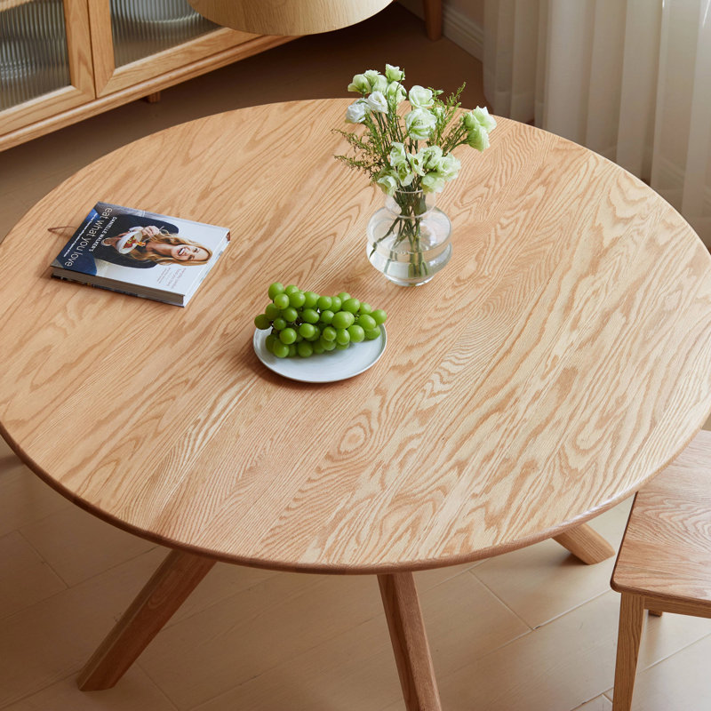 43”W Solid Oak Round Dining Table, 43"W, Oak