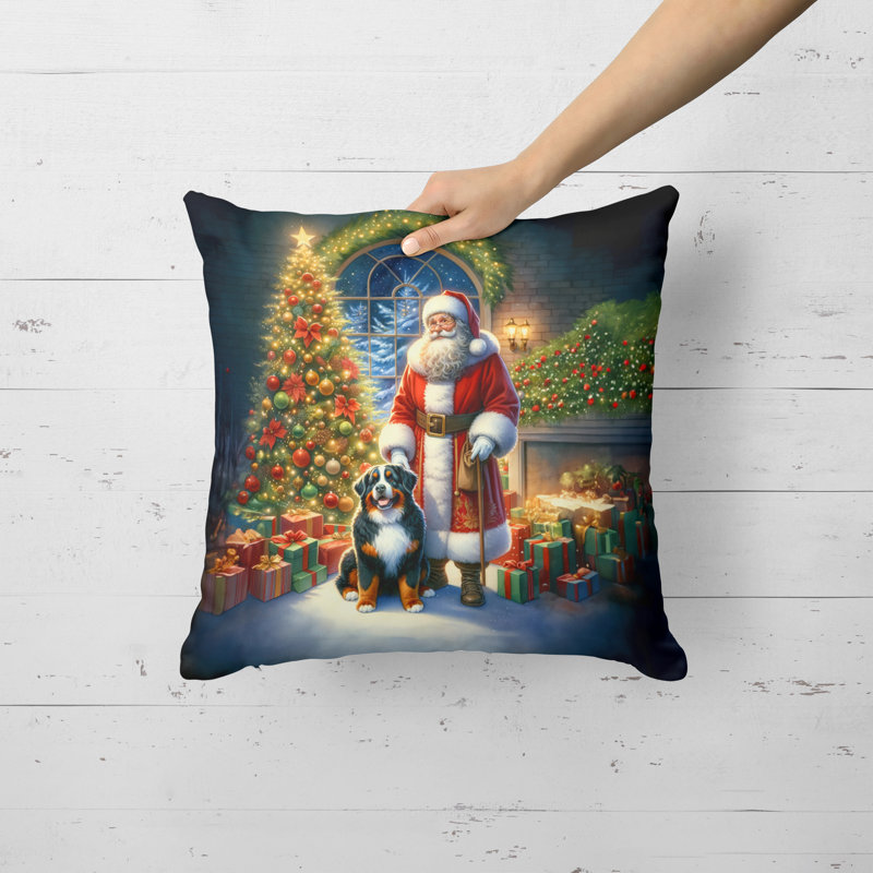 Coussin Bernese Mountain Dog and Santa Claus, H 18 po x l 18 po