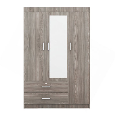 3-Door Mirror Wardrobe With Shelves