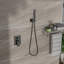 Pomme de douche double 12 po, finition noir mat, système de tête de style mural - carré, noir, douche polyvalente