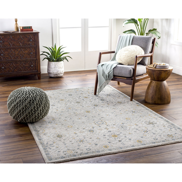 Elsadora Oriental Machine Woven Polyester Area Rug in Beige/Yellow/Blue