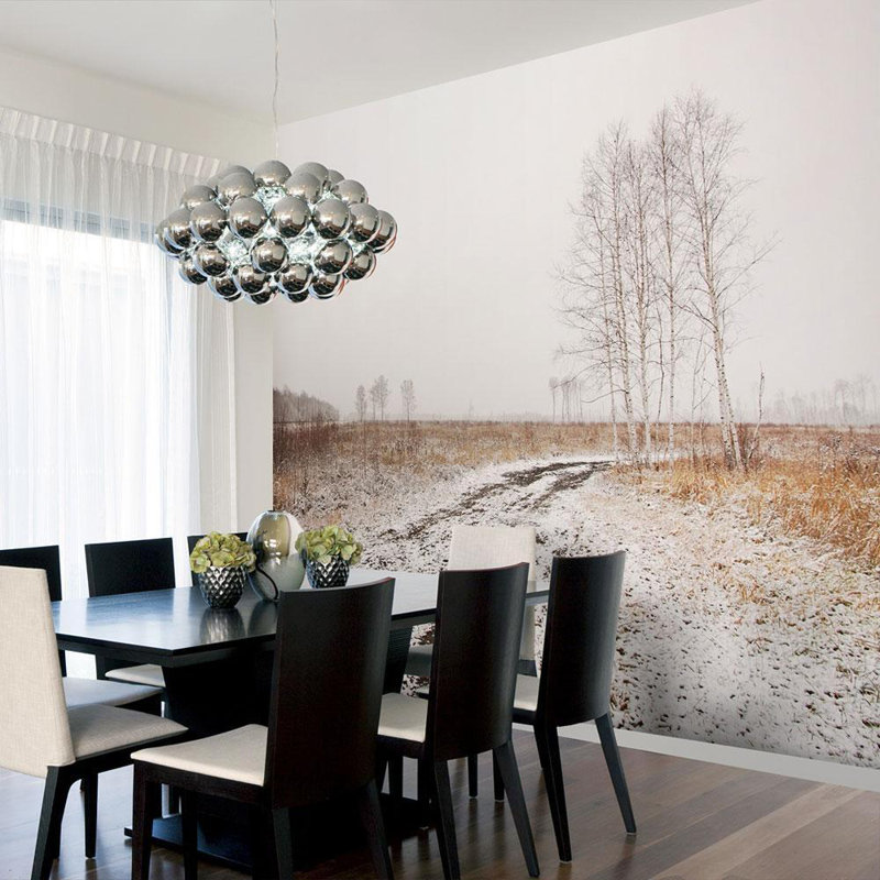 Adhésif mural Dayva Winter Field, L 90 po x l 118 po, Non tissé