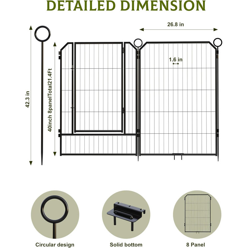 Panel Steel Pet Barrier With Door, 100.33cm H x 67.95cm W