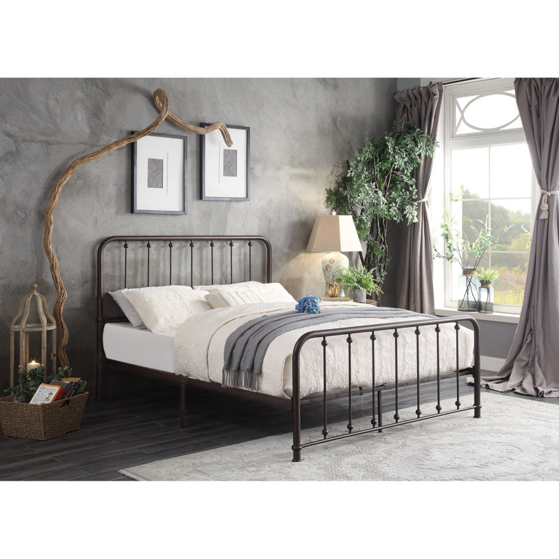 Lueras Metal Spindle Bed, King, Antique Bronze